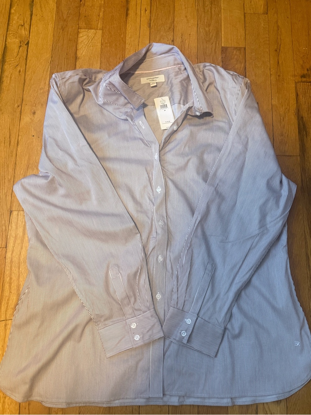 NWT Large Banana Republic Tailored Fit Striped Shirt in brown/burgundy and White